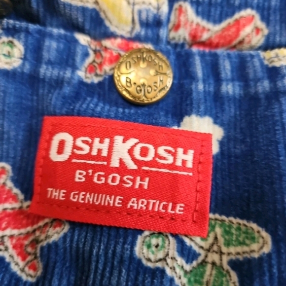 Vintage OshKosh B'gosh Blue Airplanes Flying Corduroy Overalls Made USA Sz 3T - Picture 11 of 12